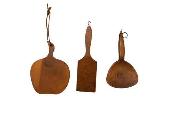 Vintage Wooden Kitchen Items Including Butter