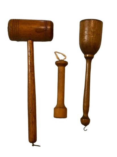 (3) Vintage Wooden Kitchen Items