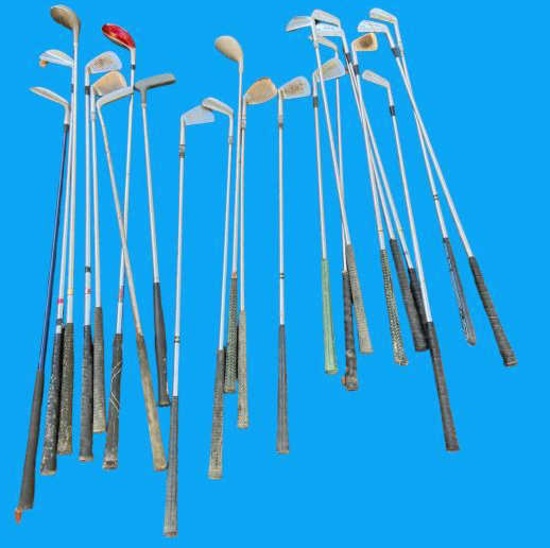 Large Lot of Assorted Golf Clubs