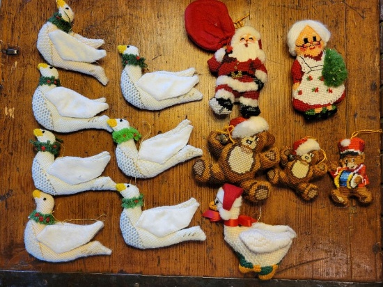 Assorted Needlepoint Christmas Ornaments