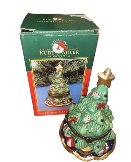 Kurt Adler Hinged Christmas Tree Trinket Box