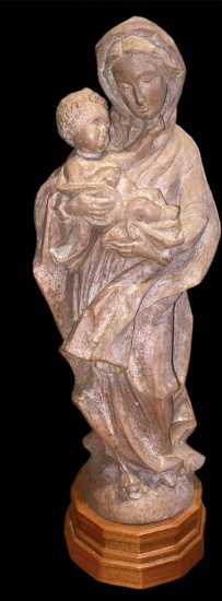 ANRI Italy Wooden Carved Mary and Baby Jesus -11" H