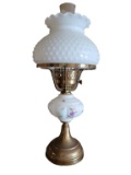 Milk Glass and Brass Lamp