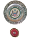 Pewter Plate & Framed American Legion Pin
