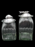 (2) Glass Canisters with Lady Bug and Bee Lids