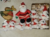 Assorted Christmas Stuffed Animals, Ornaments,