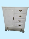 Painted 5 Drawer , 1-Door Chest with Brass