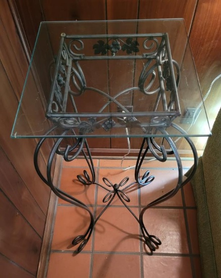 Glass Top Metal Plant Stand 35" Tall