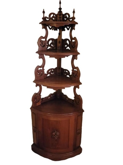 Carved Wood Corner Cabinet 72" Tall