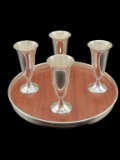 (4) Alvin Sterling Silver Cordials with Tray