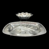 (2) Silverplate Serving Pieces: Footed Meat Tray