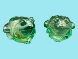 (2) Indiana Glass Frog Candleholders