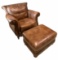 Leather Chair with Matching Ottoman