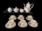 “Moss Rose” Demitasse Set:  Coffee Pot, (6) Cups