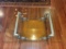 Glass Top Coffee Table with Wooden and Iron Base