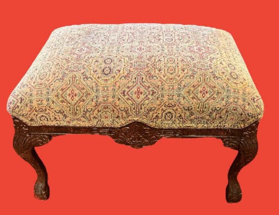 Wooden and Upholstered Footstool/Bench - 27" x 20"