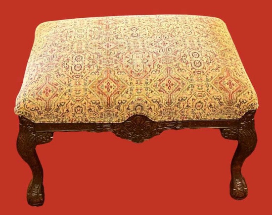 Wooden and Upholstered Footstool/Bench - 27" x 20"