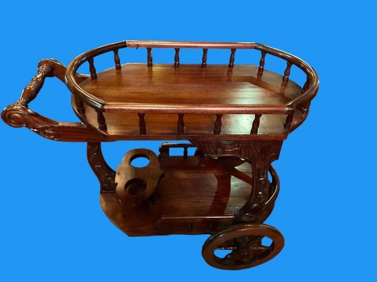 Wooden Tea Cart - 36" x 16", 30" H