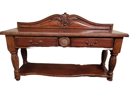 Two-Drawer Carved Hall Table/Server--