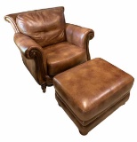 Leather Chair with Matching Ottoman