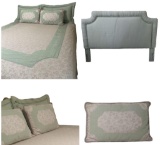 King Size Bedding & Headboard: Custom-Made King-Size Headboard with Tufted &