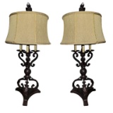 (2) Metal Table Lamps—36” High to Top of Finial