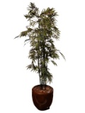 Silk Plant  with Lights in Ceramic Container--