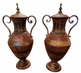 (2) Metal Footed Urns 10