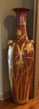 Baluster Shaped Floor Vase with Grain Painted