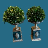 Pair of Lacquered Brass Footed Floral B