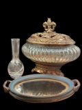 (3) Decorative Items: Covered Footed Potpourri