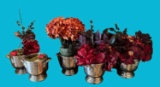 (5) 6 inch High Planters with Artificial Flowers