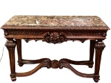 Ornately Carved Marble Top Sofa/Hall Table