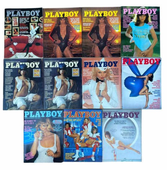 (11) Playboy Magazines with Centerfolds- 1977: