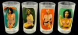 (4) Vintage Pin Up Girl Drinking Glasses