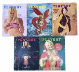 (5) Playboy Magazines with Centerfolds- 1972: