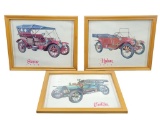 (3) Framed Vintage Car Pictures