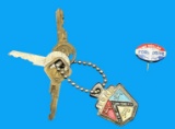 Vintage Ford Pin, Keychain, and Keys