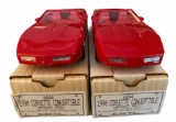 (2) Ertl 1990 Bright Red Corvette Convertible
