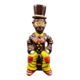 Vintage Black Hobo/Clown Decanter, Missing 4 S