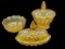 (3) Amber Glass Items