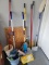 Assorted Cleaning Items: Mops, brooms, dusters,