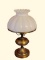 Brass Lamp w/Milk Glass Shade 18” Tall
