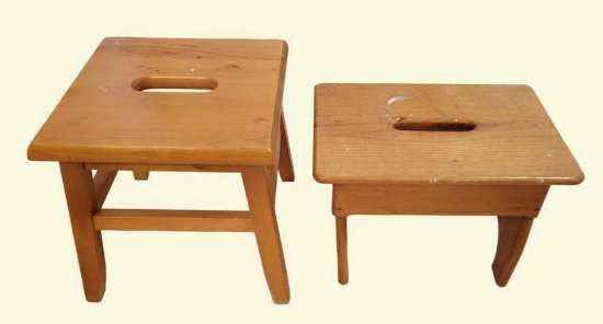 (2) Small Wooden Stools
