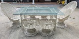 Glass Top Wicker Table & 6 Chairs by Weather