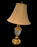 Vintage Brass and Glass Lamp-26” To Top of Finial