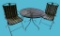 Round Iron Outdoor Table and (2) Chairs with