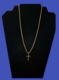 14K Yellow Gold Chain and Cross Pendant
