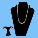 Vintage Fashion Necklace and Clip on Earrings