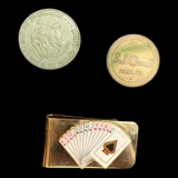 Card Themed Money Clip and (2) Vintage